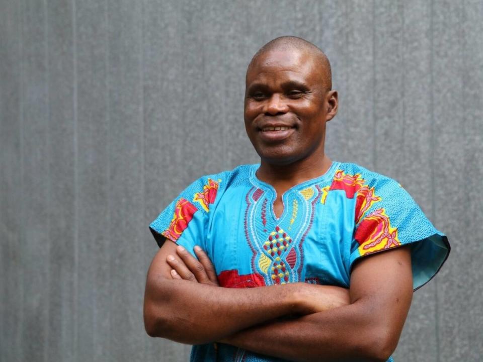 The work of Kofi Gbolonyo is being showcased and celebrated in Azae Loo, a show at Capilano University's BlueShore Financial Centre for the Performing Arts. (Curtis Andrews - image credit)