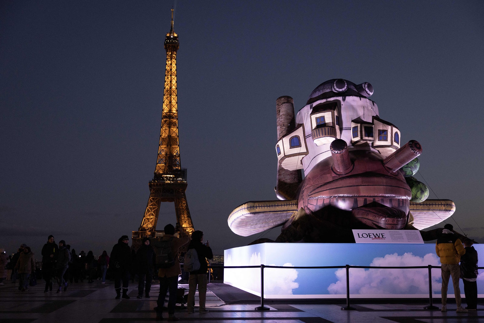 Loewe's collaboration with Howl's Moving Castle involves a giant inflatable that will travel from Paris to London.