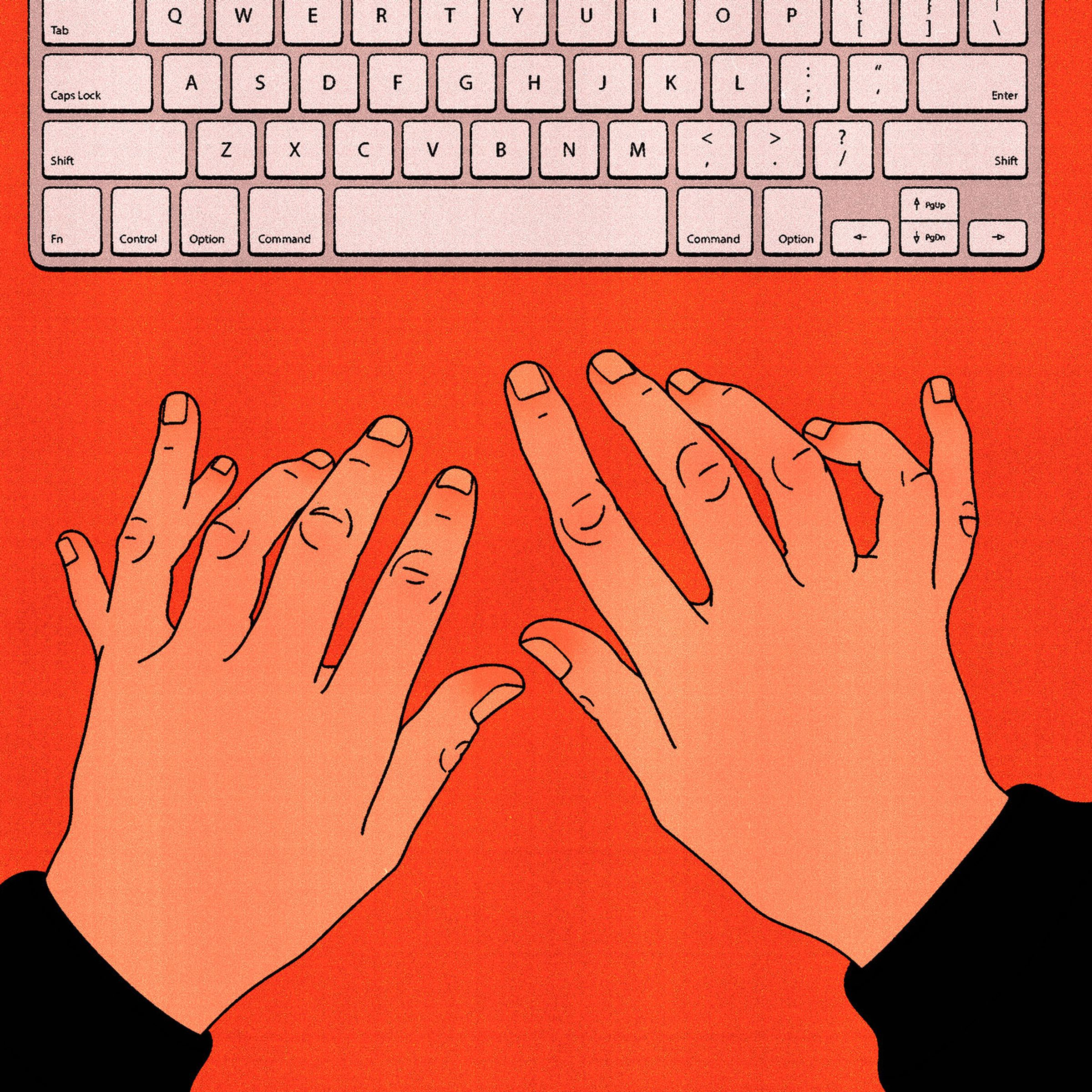 Illustration of hands and a keyboard