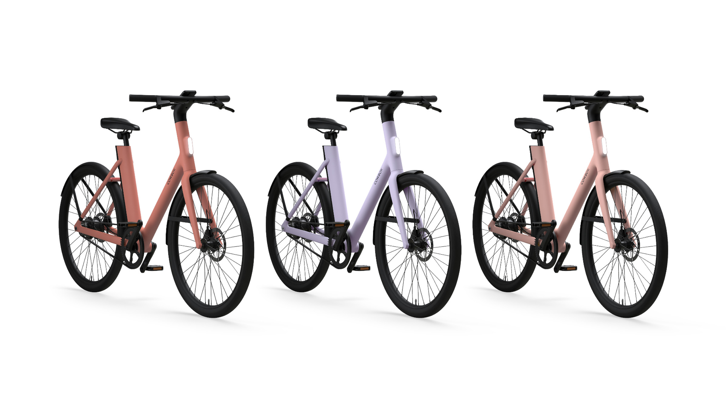 The Cowboy 4ST is now available in three new colors. From left to right: clay, lavender, and fig.