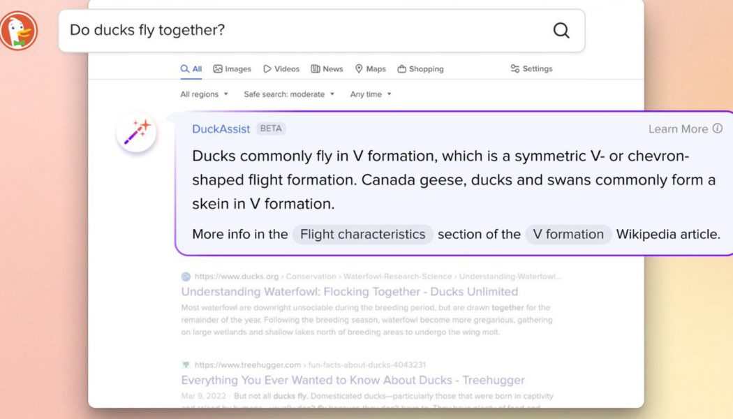 DuckDuckGo’s building AI-generated answers into its search engine