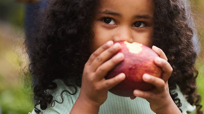 Child eating apple