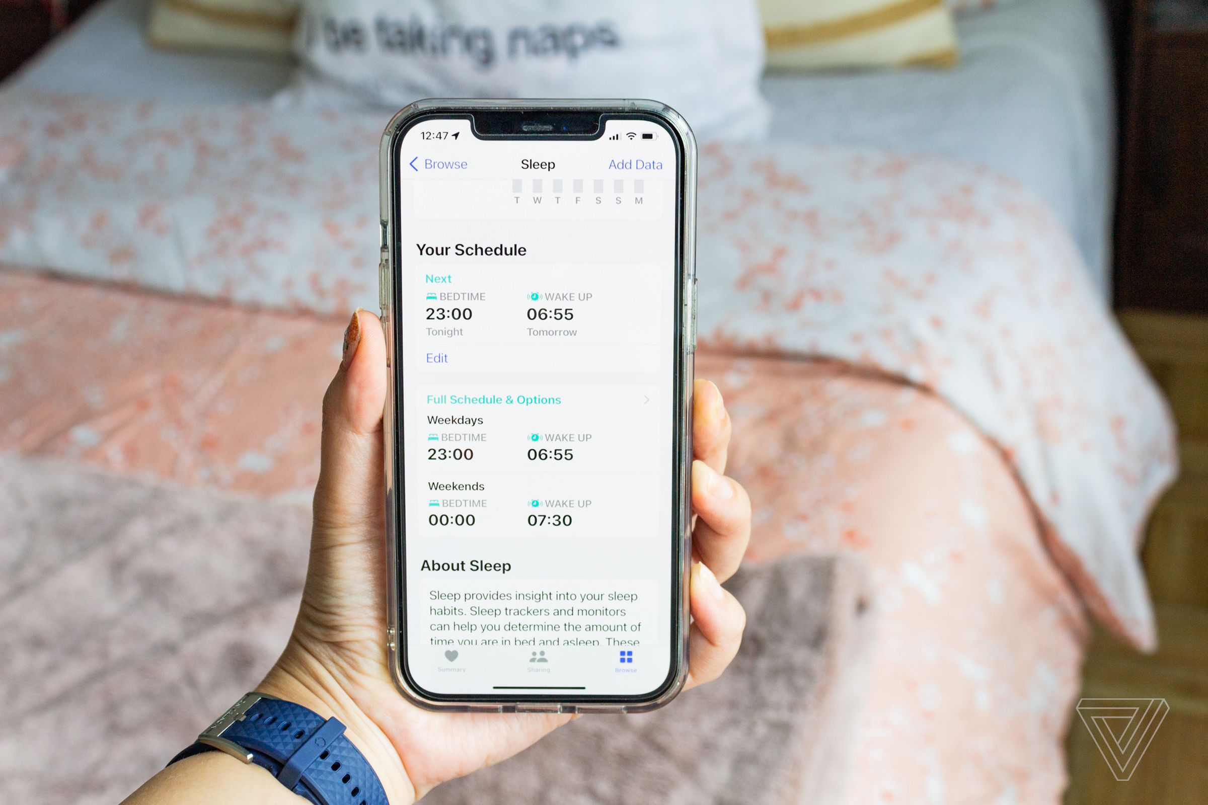 iPhone showing Sleep Schedules within the Health app