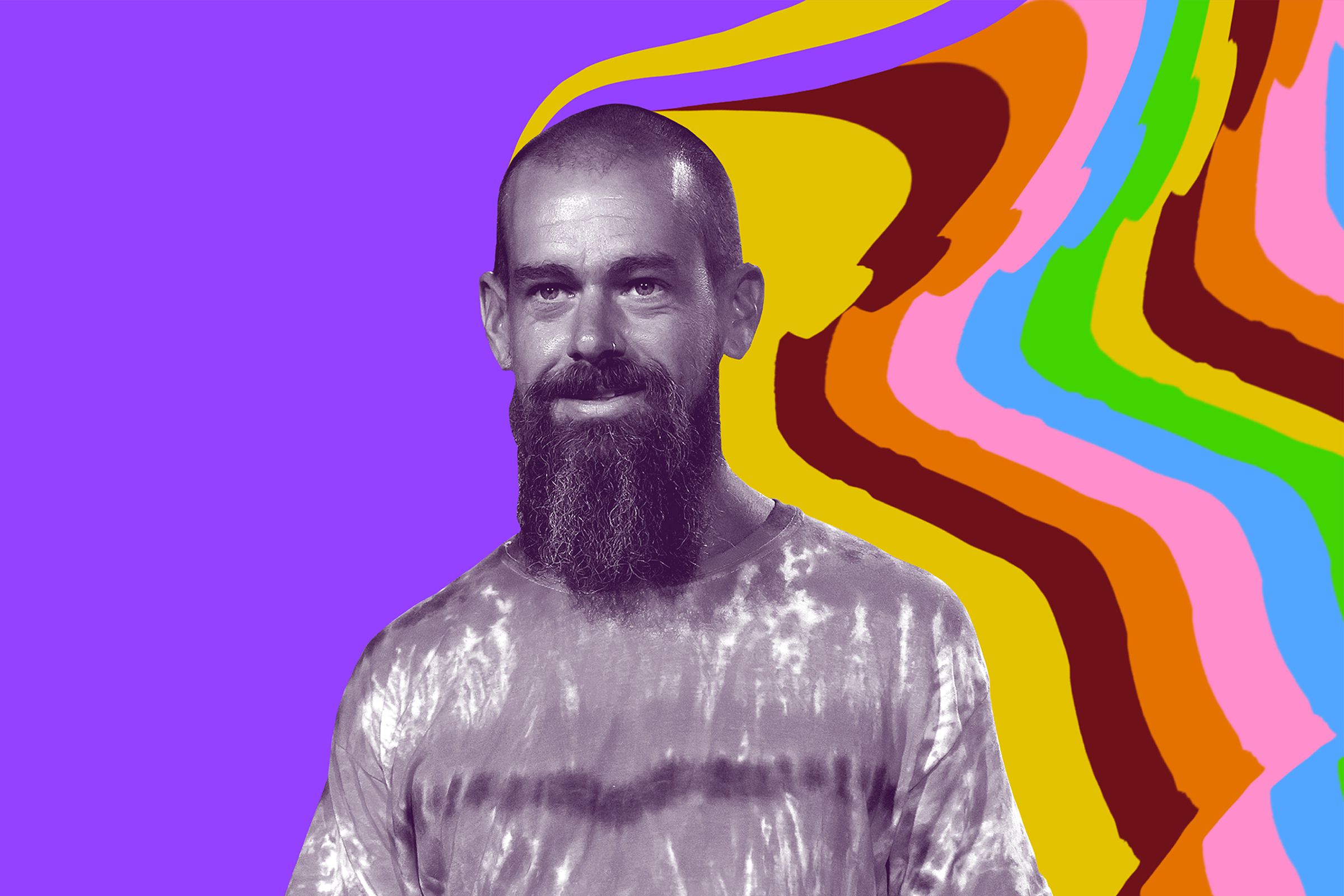 Jack Dorsey on a purple background