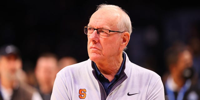 Syracuse Orange head coach Jim Boeheim looks on during the first half of an ACC tournament game against the Duke Blue Devils at Barclays Center in Brooklyn, N.Y., on March 10, 2022.