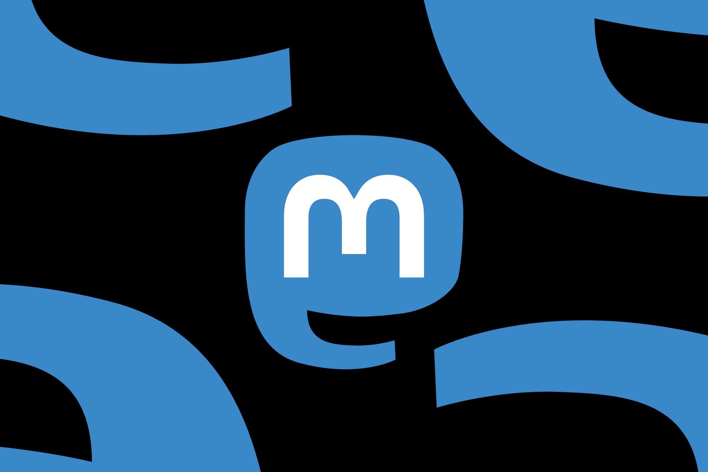 The Mastodon logo against a black and blue baackdrop.