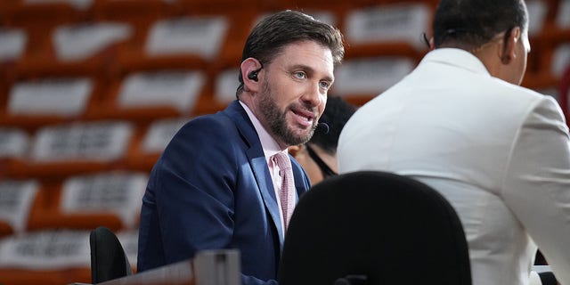 ESPN host, Mike Greenberg seen before Game 1 of the 2022 NBA Playoffs Eastern Conference Finals on May 17, 2022 at The FTX Arena in Miami, Florida. 