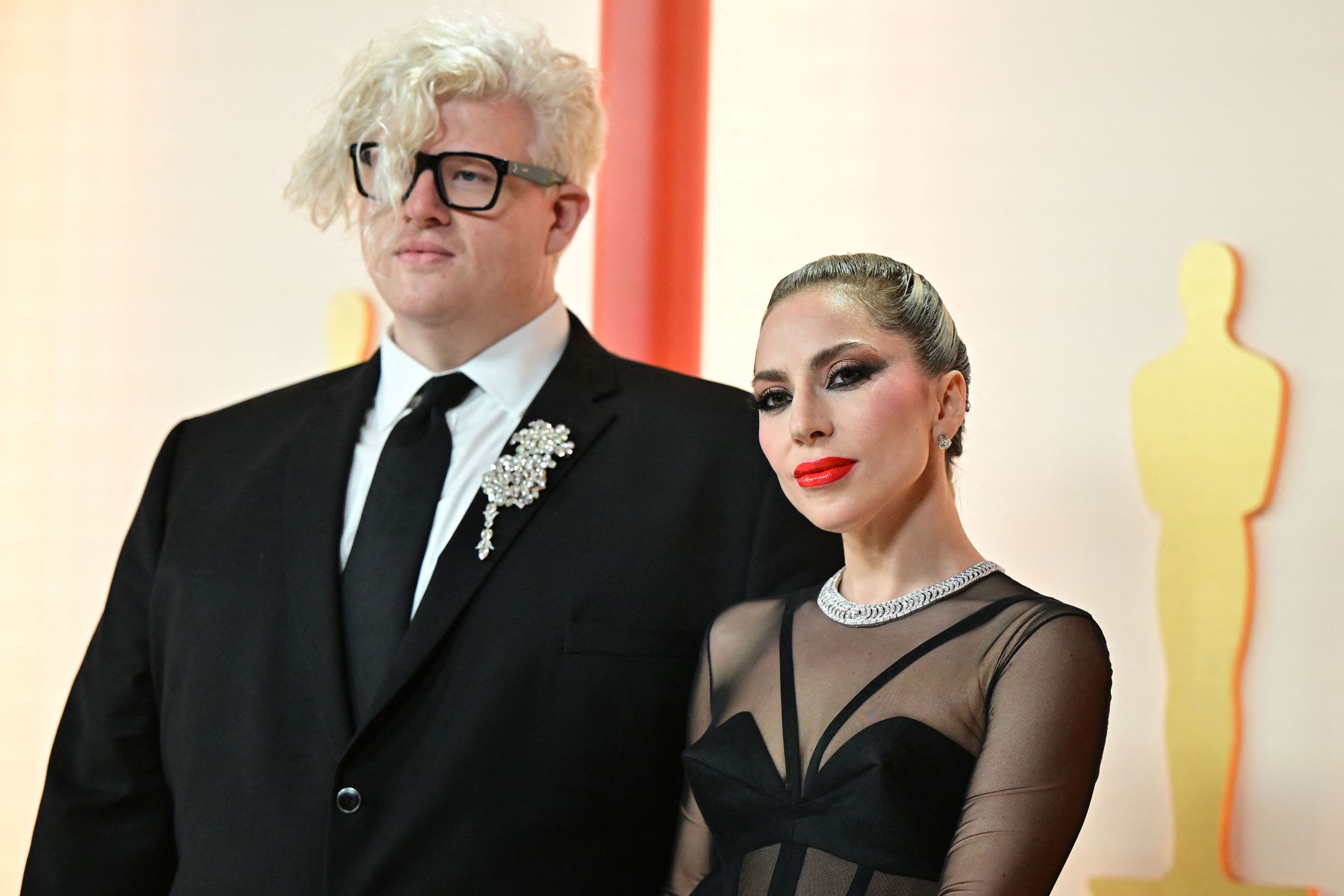 US actor-singer Lady Gaga and BloodPop attend the 95th Annual Academy Awards at the Dolby Theatre in Hollywood, California, on March 12th, 2023.