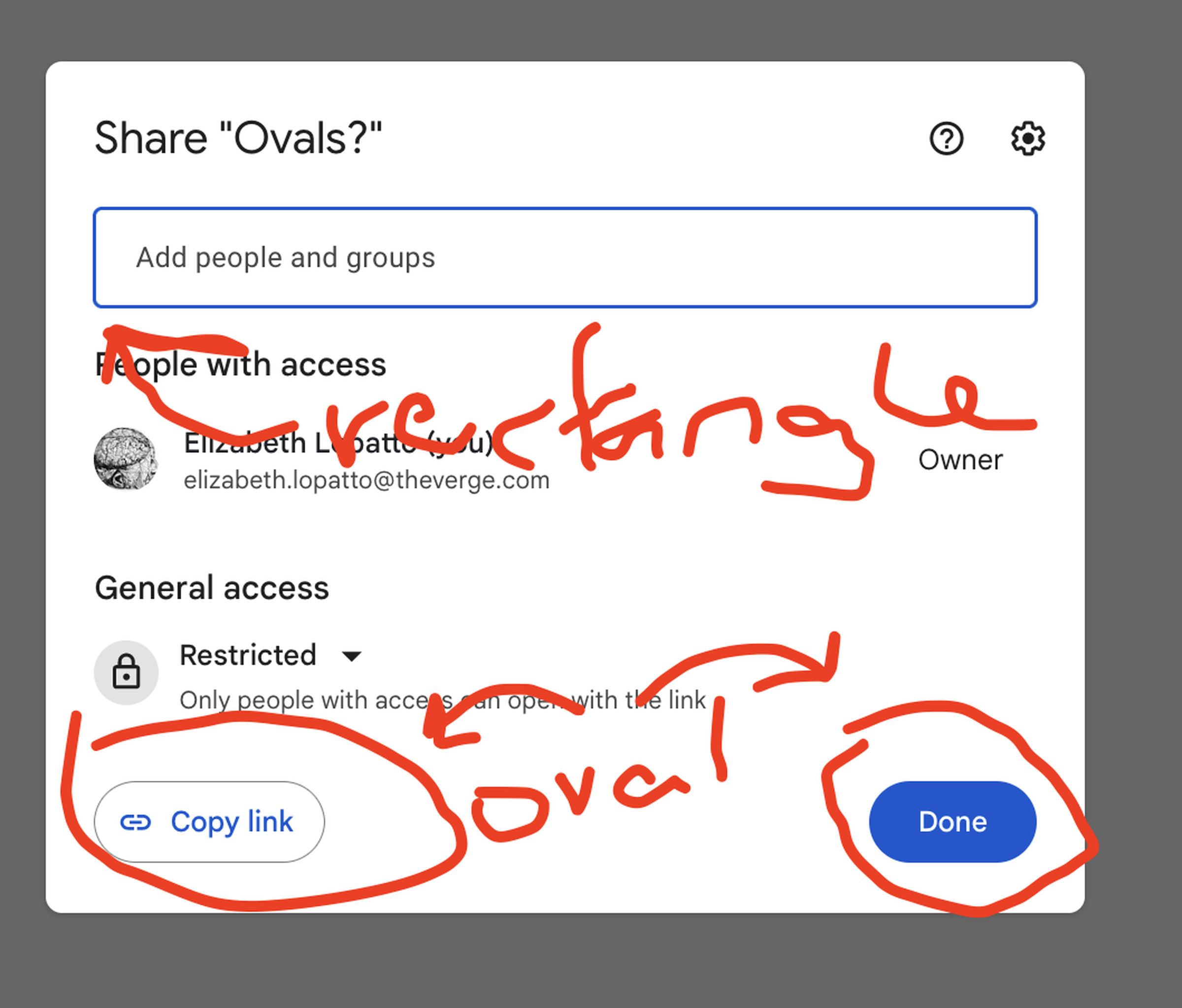 A window with sharing options also features a bizarre mix of rectangles and ovals