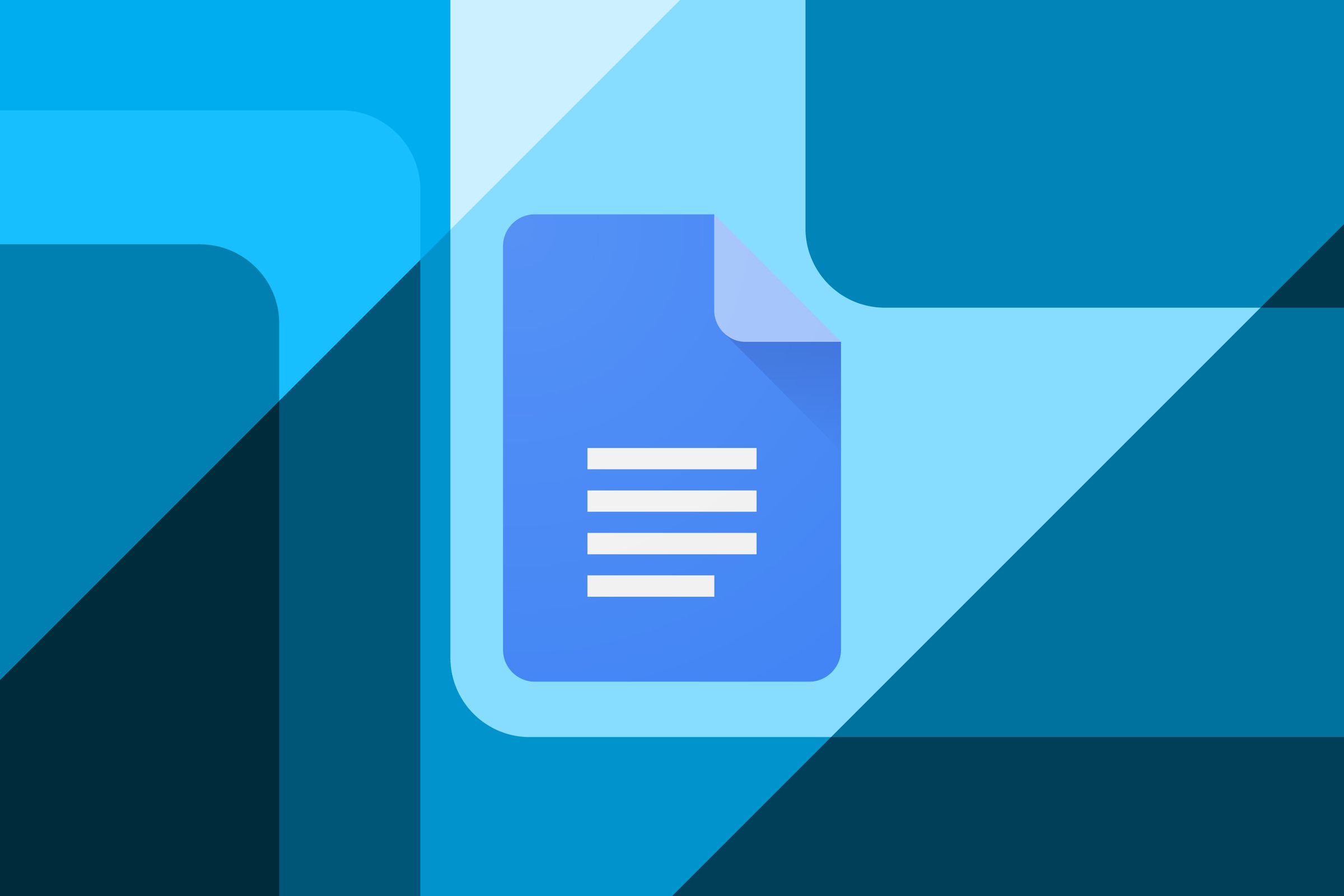 Illustration of the Google Docs logo on a blue background.