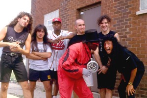 Anthrax and Public Enemy at a video shoot on 6/15/91 in Chicago, Il. (Photo by Paul Natkin/WireImage)