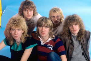 Def Leppard (v.l. Steve Clark, Rick Allen, Joe Elliot, Phil Collen, Rick Savage) on 01.12.1983 in Dortmund. (Photo by Fryderyk Gabowicz/picture alliance via Getty Images)