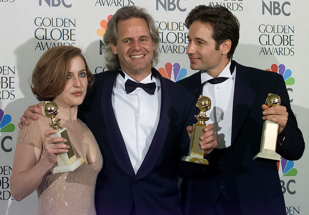 Chris Carter Gillian Anderson David Duchovny at Golden Globes 1997