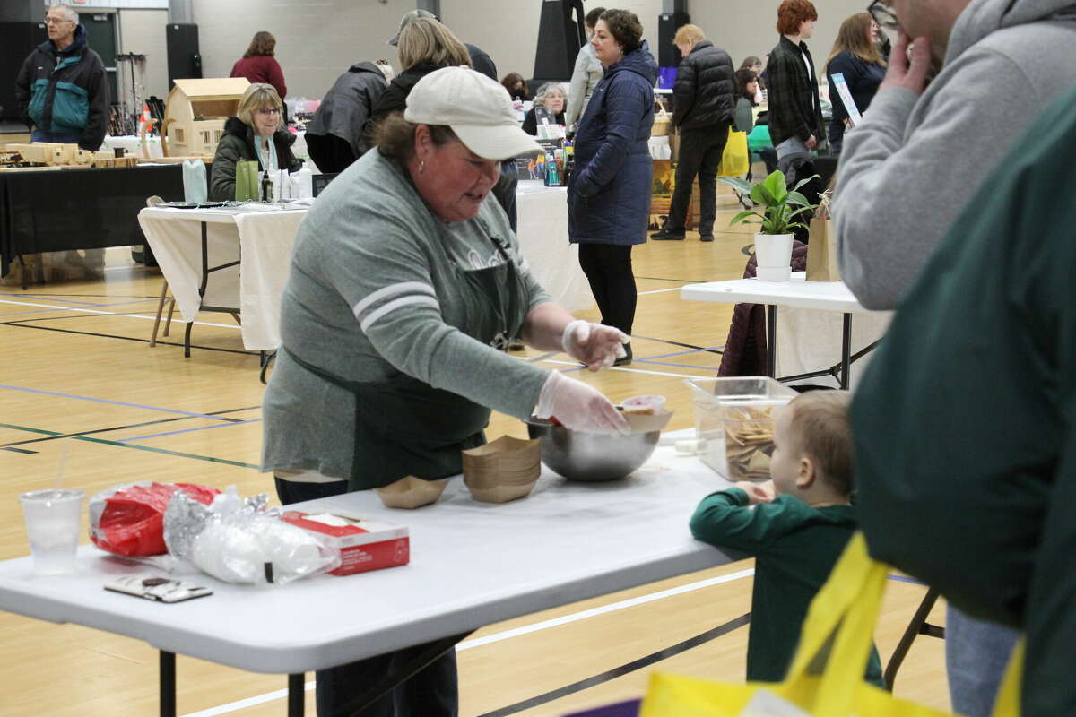 Cinamon Marker demonstrated how to make Fruit Salsa at the Tribune's Healthy Living Expo Saturday, March 11.