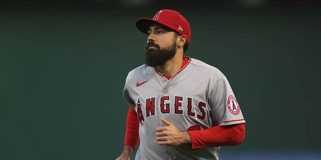 Anthony Rendon #6 of the Los Angeles Angels looks on before the game against the Oakland Athletics at RingCentral Coliseum on Oct. 4, 2022 in Oakland, California. 