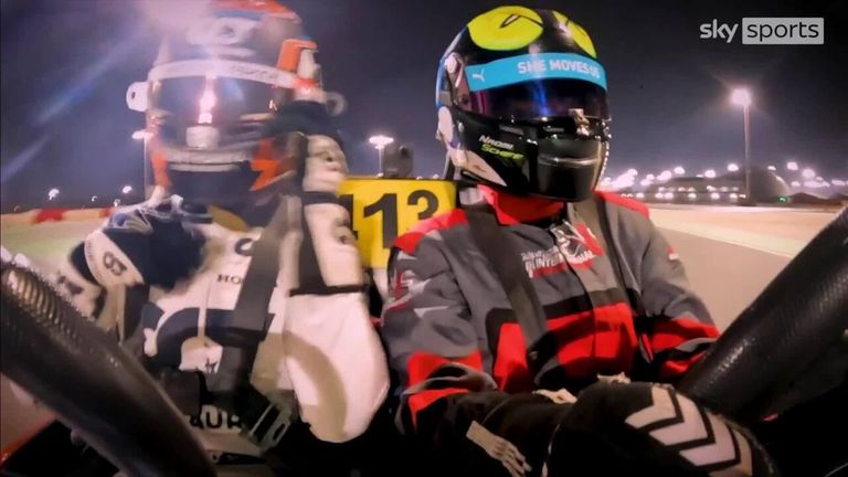 Formula 1 rookies Oscar Piastri and Nyck de Vries go karting with Sky F1's Anthony Davidson and Naomi Schiff - and it all got rather competitive!