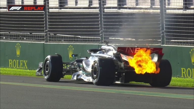 George Russell's car set on fire to see him retire from the Australian Grand Prix with a power unit issue!