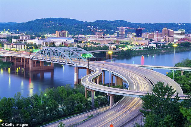 West Virginia ranked last for combined life expectancy and general healthiness. Pictured is its capital city Charleston