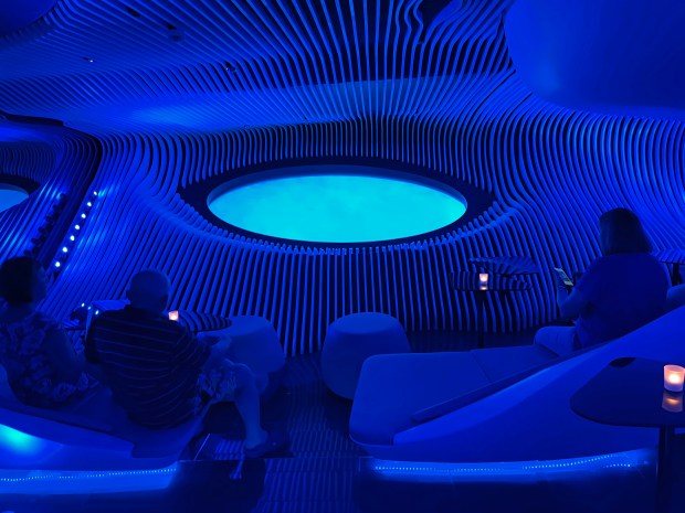 The underwater Blue Eye aboard Le Champlain (and other Ponant explorer ships) has to be the most unique lounge on the planet's seas. (Photo by Norma Meyer)