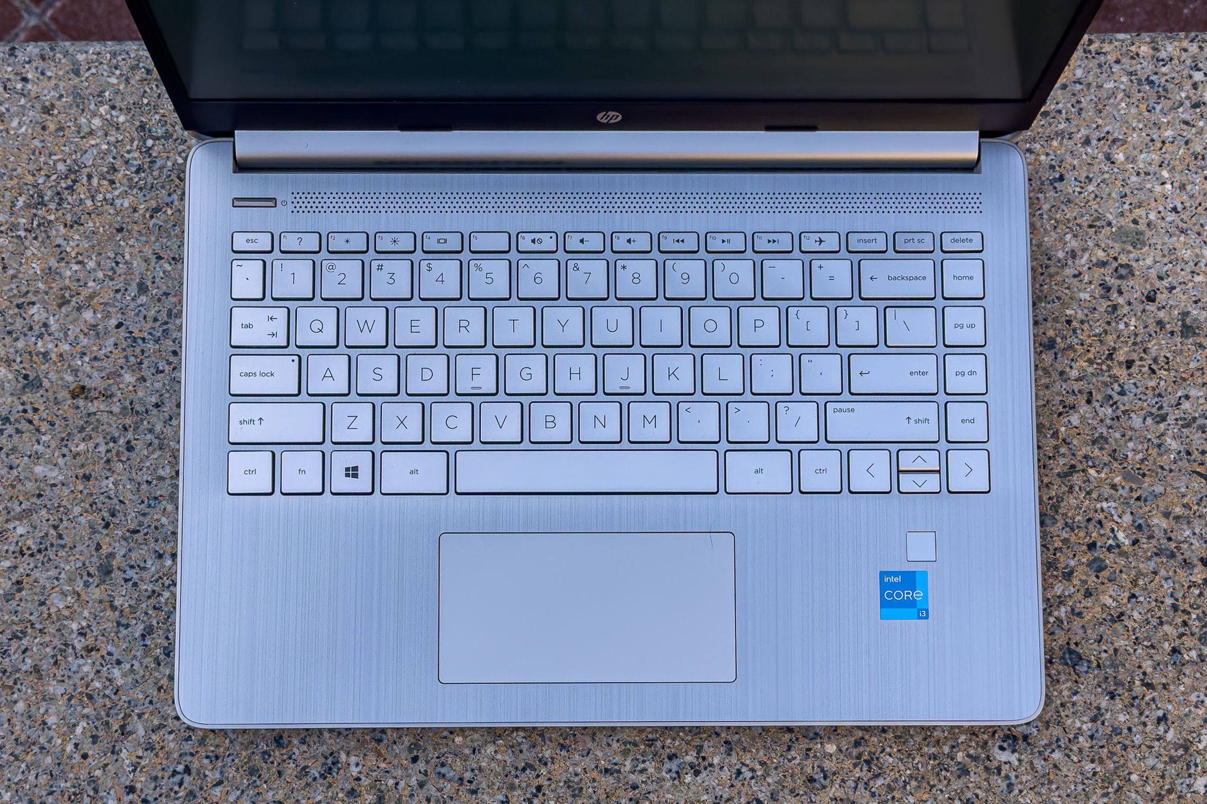 HP 14 keyboard seen from above.