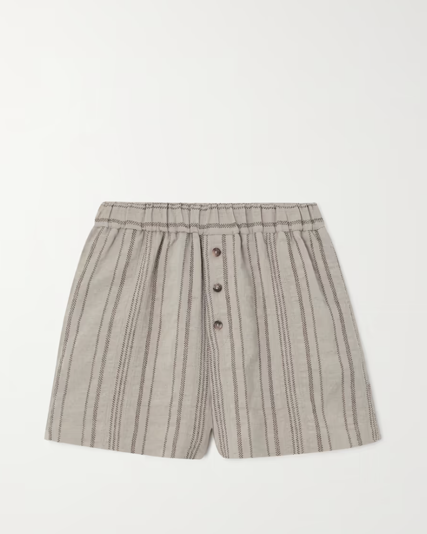 Embroidered Linen Shorts