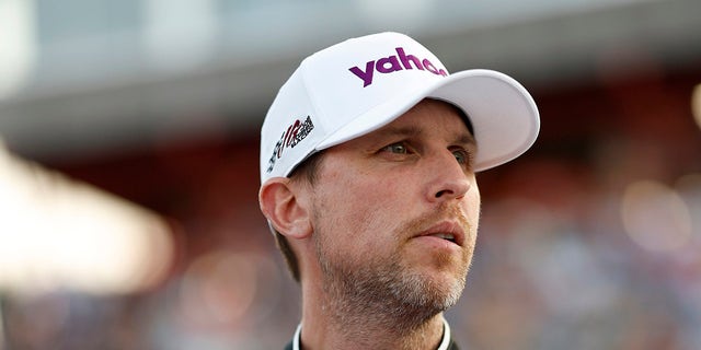 Denny Hamlin looks on