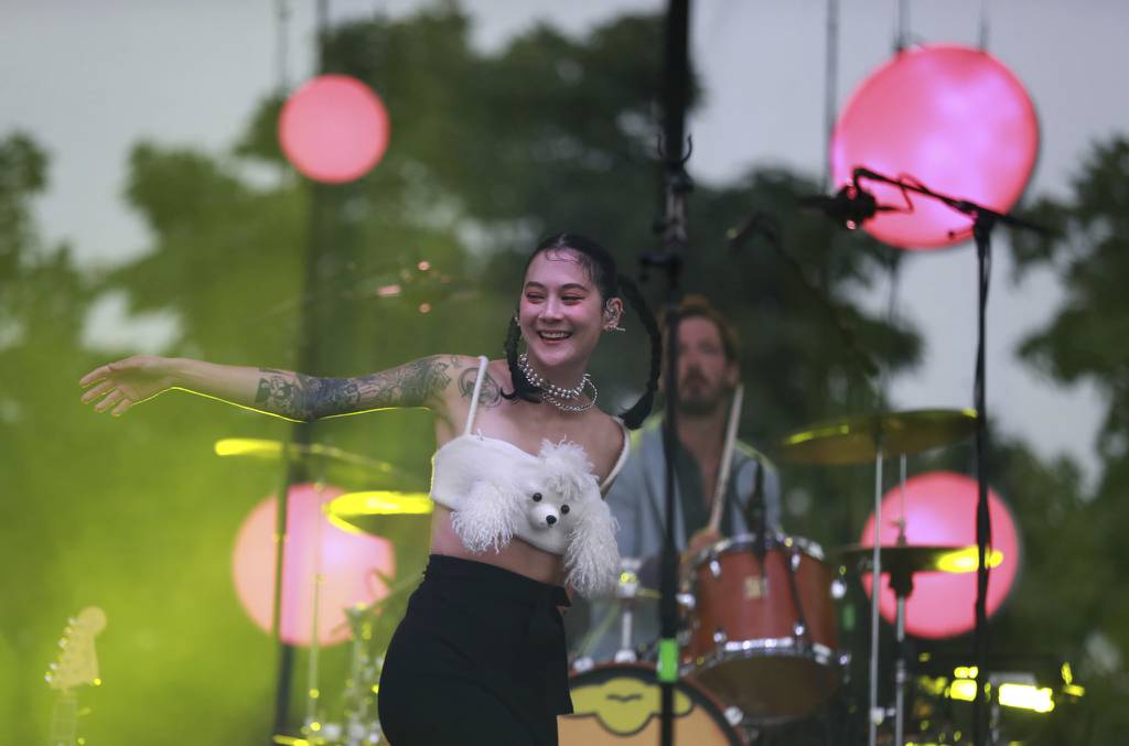 Michelle Zauner leads Japanese Breakfast at Pitchfork Music Festival in Chicago’s Union Park on Saturday, July 16, 2022.