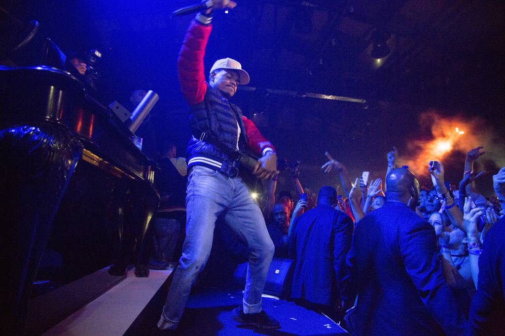 Chance the Rapper performs a few songs at Studio Paris nightclub during an official Lollapalooza after party, Sunday, August 6, 2017, in downtown Chicago.