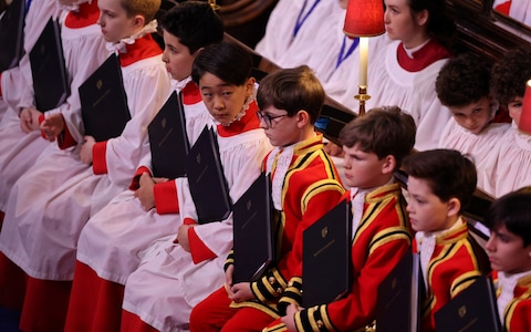 Choir boys at Westminster Abbey during the Coronation ceremony