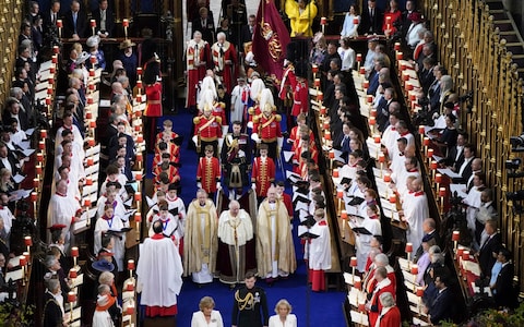 King Charles III at Westminster Abbey with the choirs 