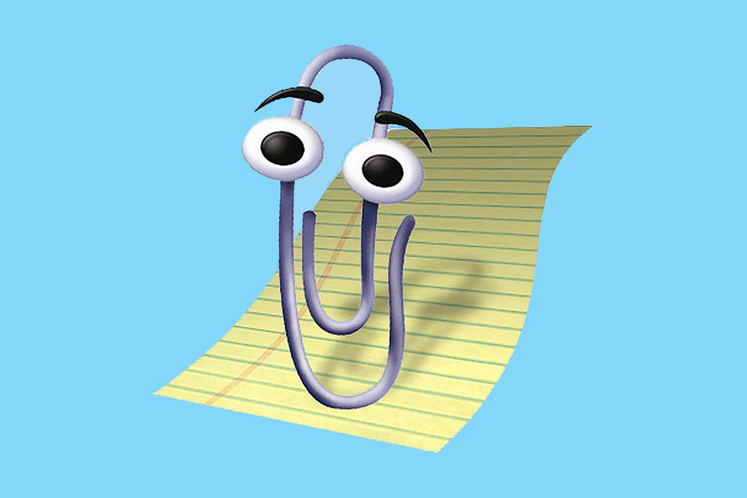 Clippy on ruled paper.