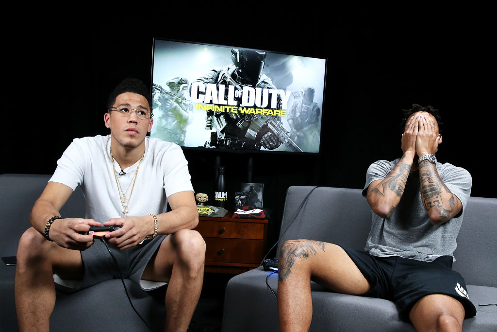 Pro Basketball Players D'Angelo Russell And Devin Booker Play "Call Of Duty: Infinite Warfare Continuum DLC" At Infinity Ward