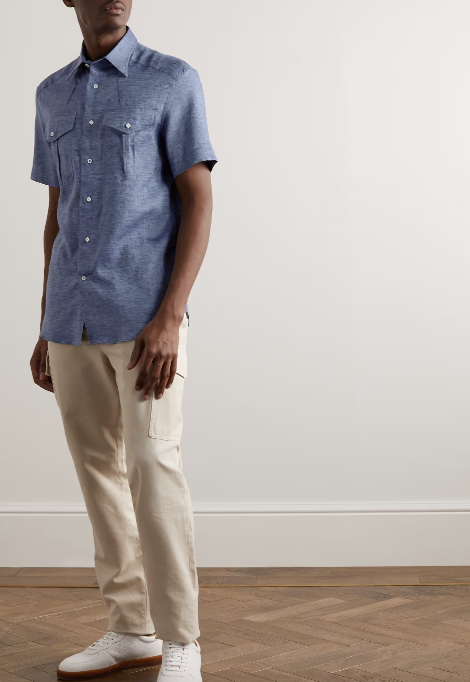 Brunello Cucinelli Short-Sleeve Linen Shirt 