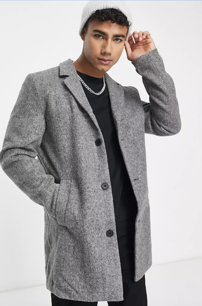 Jack &amp; Jones Originals faux wool coat in light gray