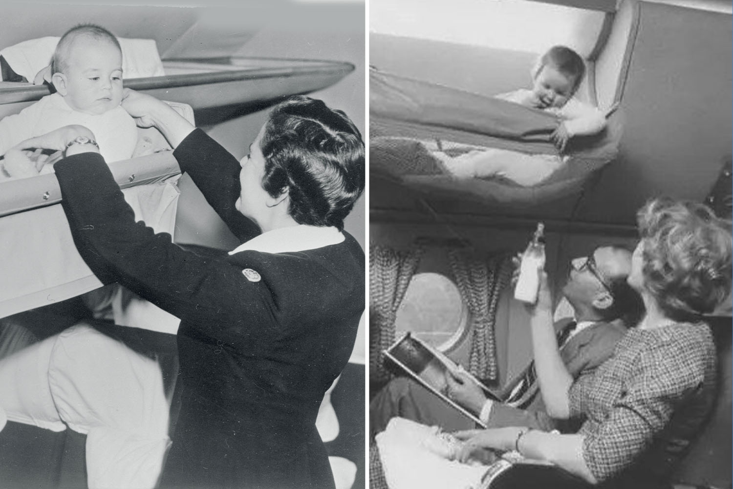 Photos reveal little-known rule about baby seats on planes in the 1950s