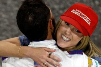 Katelyn Larson chugs beer after husband's NASCAR All-Star Race victory