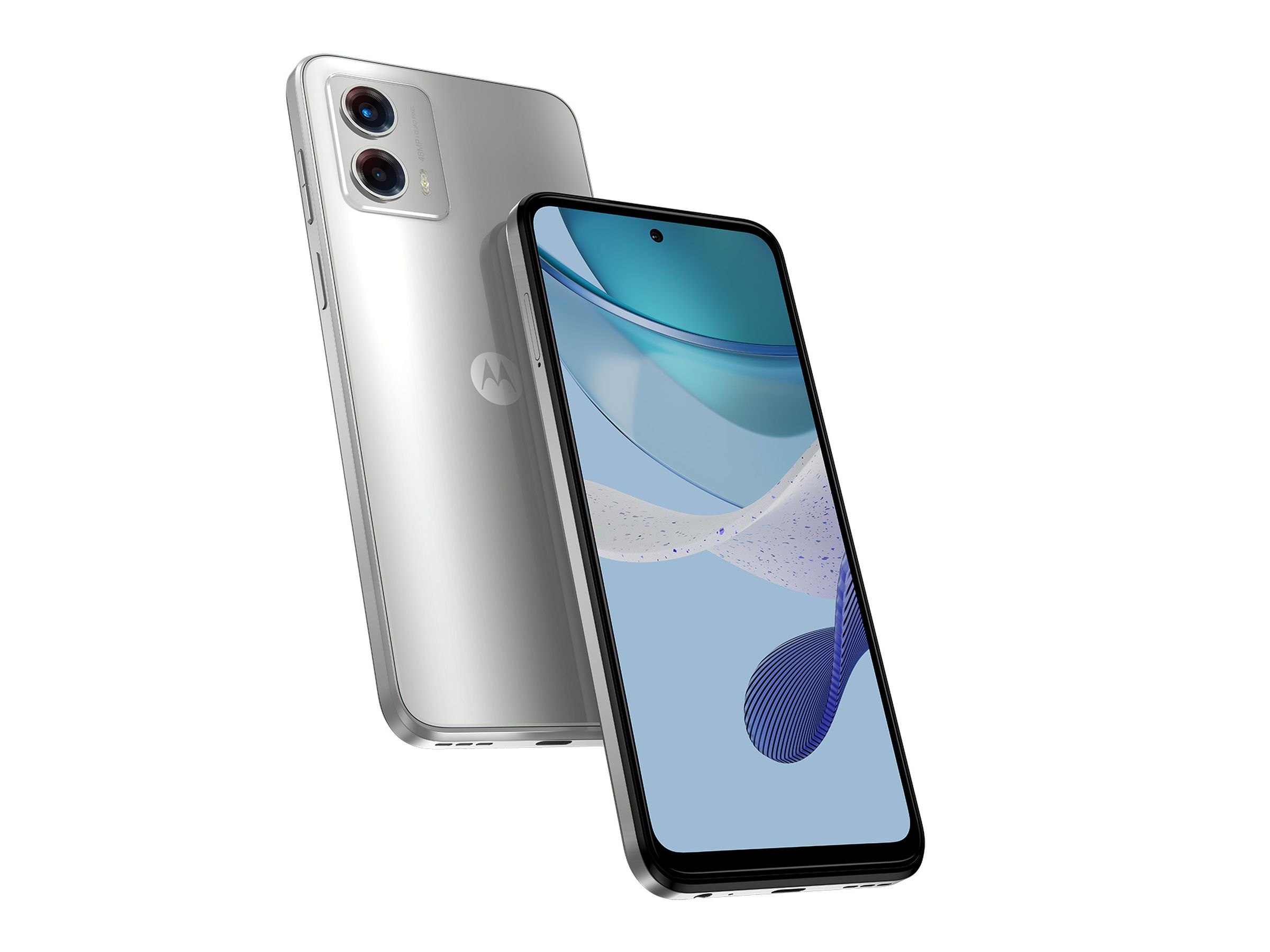 Rendering of Moto G 5G showing front and rear in grey color.