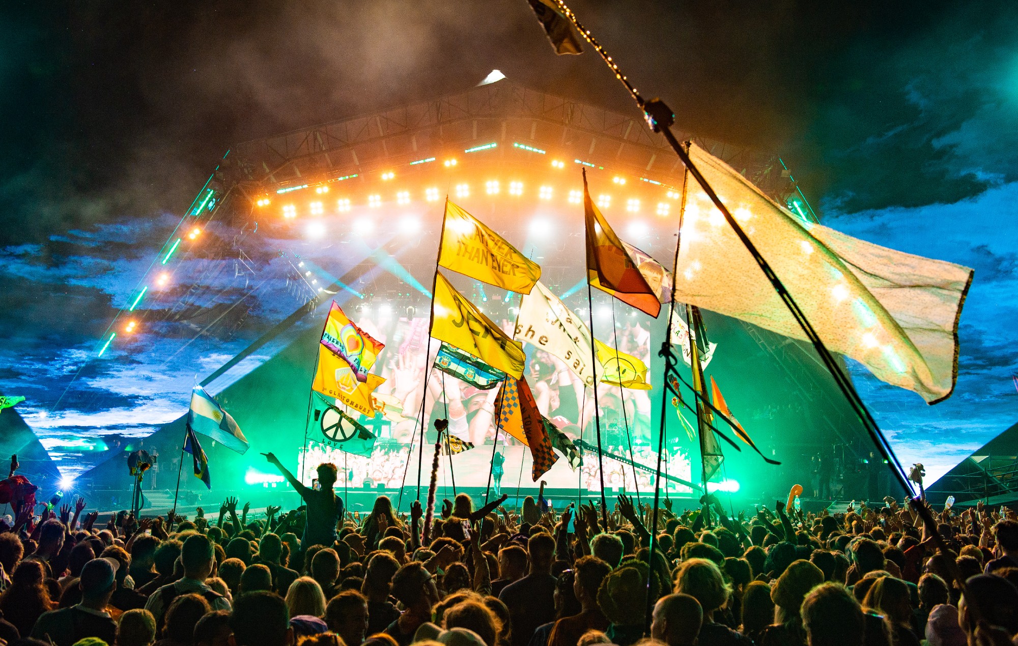 the crowd at Glastonbury's Pyramid Stage