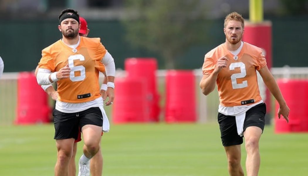 NFL fans mock Buccaneers QBs Baker Mayfield, Kyle Trask after practice throwing session goes viral