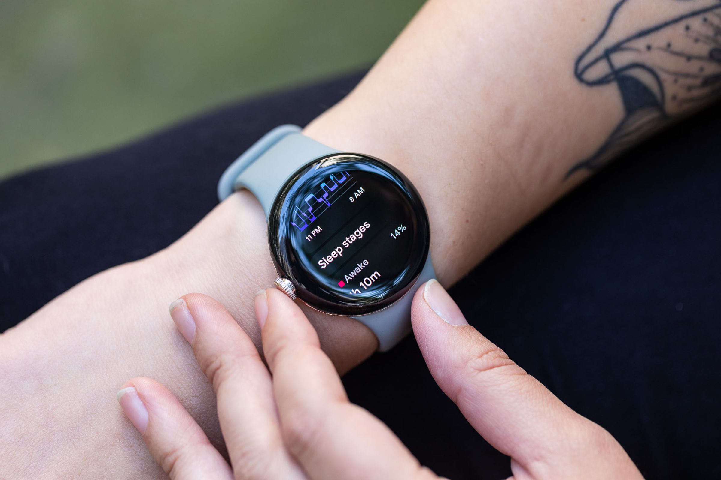 Sleep tracking screen on the Pixel Watch