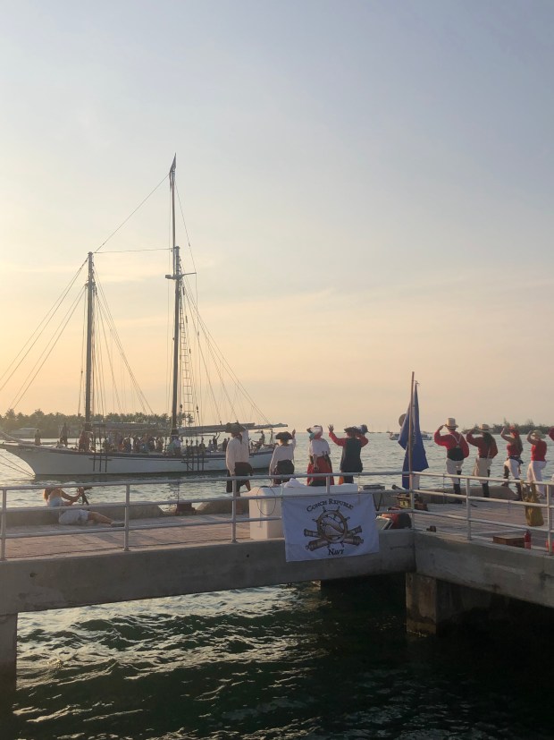 A mock sea battle between the Conch Republic and the Coast Guard takes place during the fictional republic's 41st anniversary celebration. (Photo by Amy Bentley)