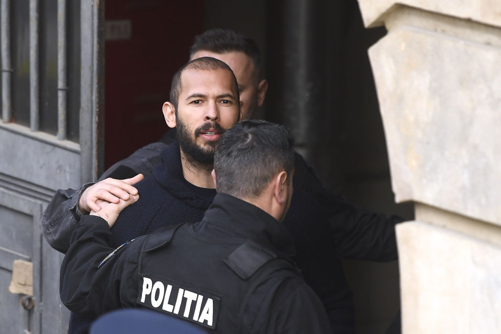 Andrew Tate arrives in court to attend his appeal in Romania