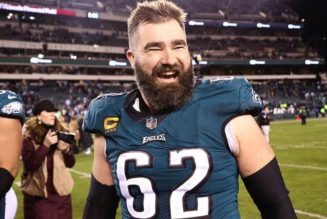 Eagles star Jason Kelce goes viral after chugging beer at lightning speed