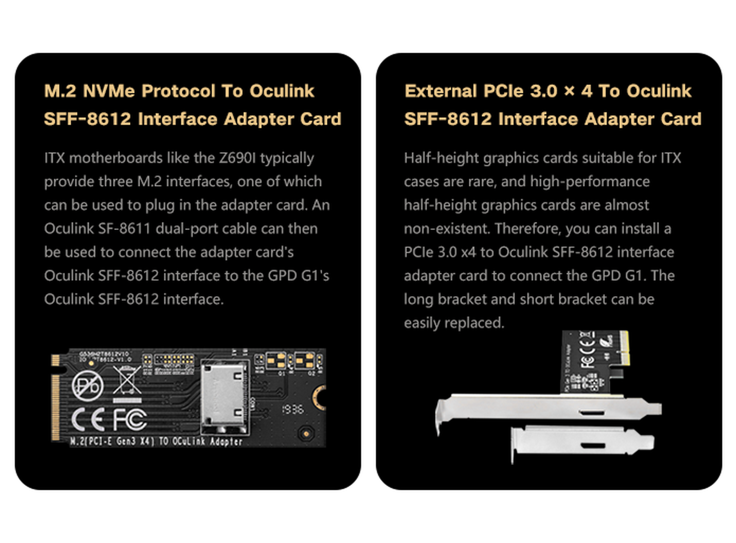 GPD shares what cards you’d potentially need to take full advantage of the G1 dock on laptops or desktops.