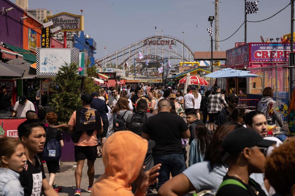 crowd on coney island for memorial day