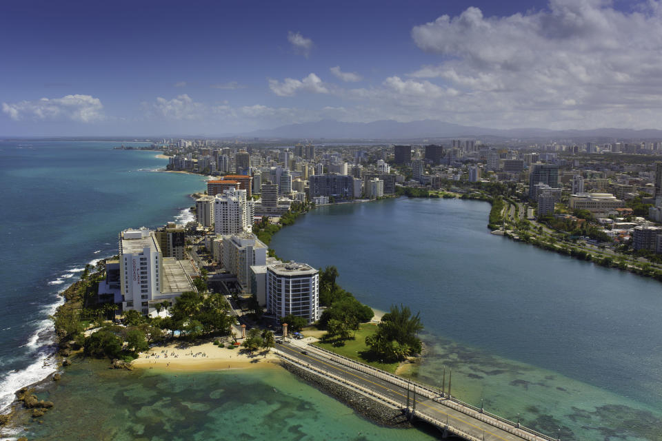 aerial view of the waterfront in san juan