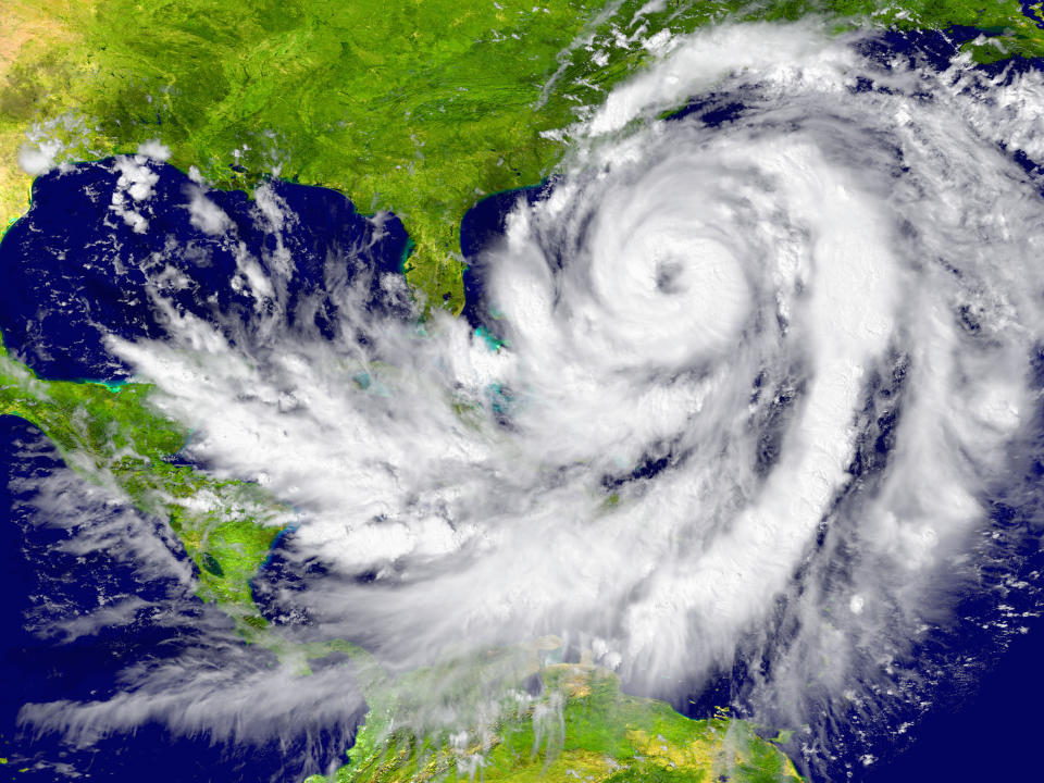 weather map showing a hurricane over Florida