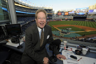 John Sterling gets ball that hit him in the dome autographed