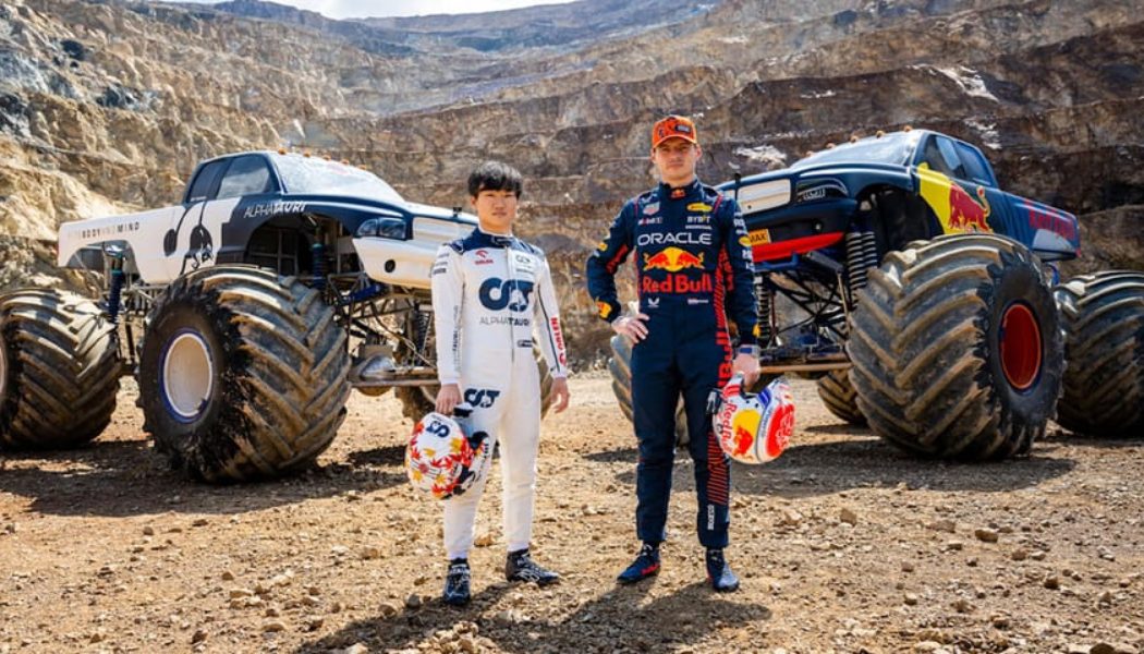 Max Verstappen and Yuki Tsuonda Race Monster Trucks in Austria