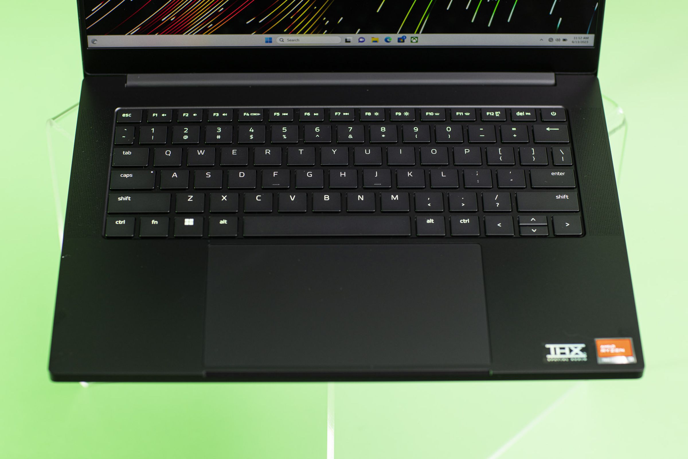 The Razer Blade 14 keyboard seen from above.